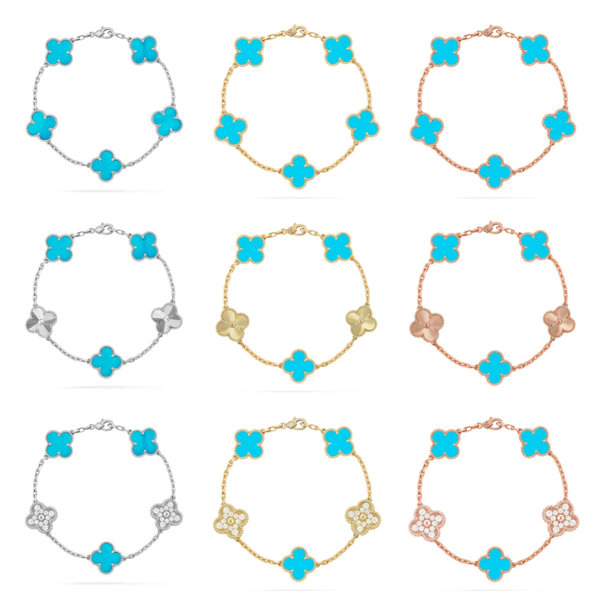 [Super CiCi ] CLOVER 5 MOTIF TURQUOISE BRACELET COLLECTION