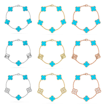 [Super CiCi ] CLOVER 5 MOTIF TURQUOISE BRACELET COLLECTION