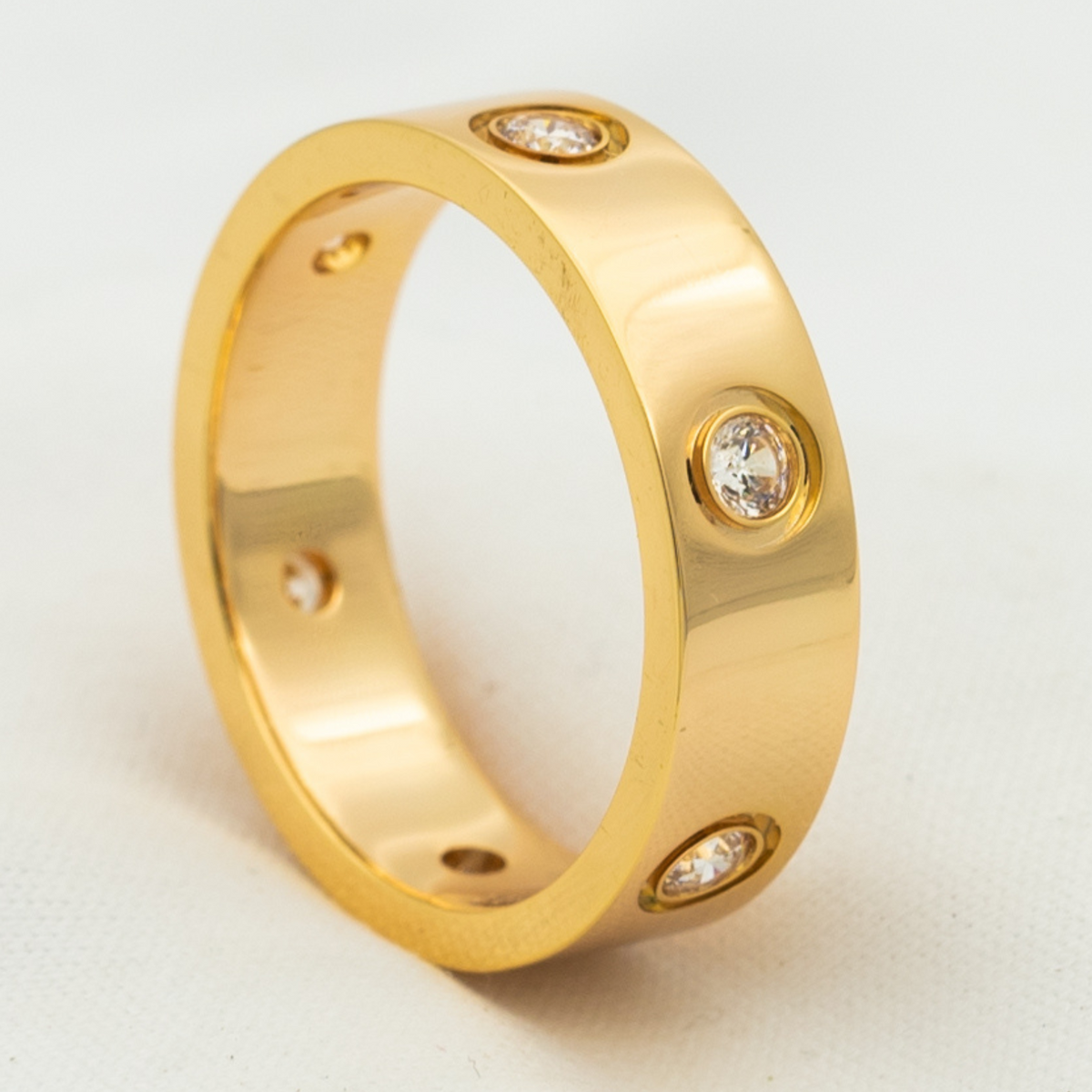 [Super CiCi ]LOVE RING 5.5MM 6 DIAMONDS PINK GOLD