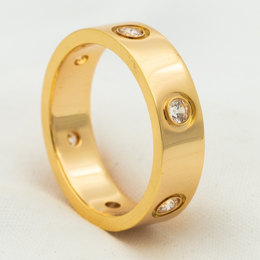 [Super CiCi ]LOVE RING 5.5MM 6 DIAMONDS PINK GOLD