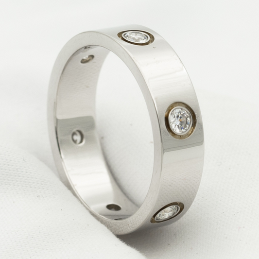 [Super CiCi ]LOVE RING 5.5MM 6 DIAMONDS SILVER