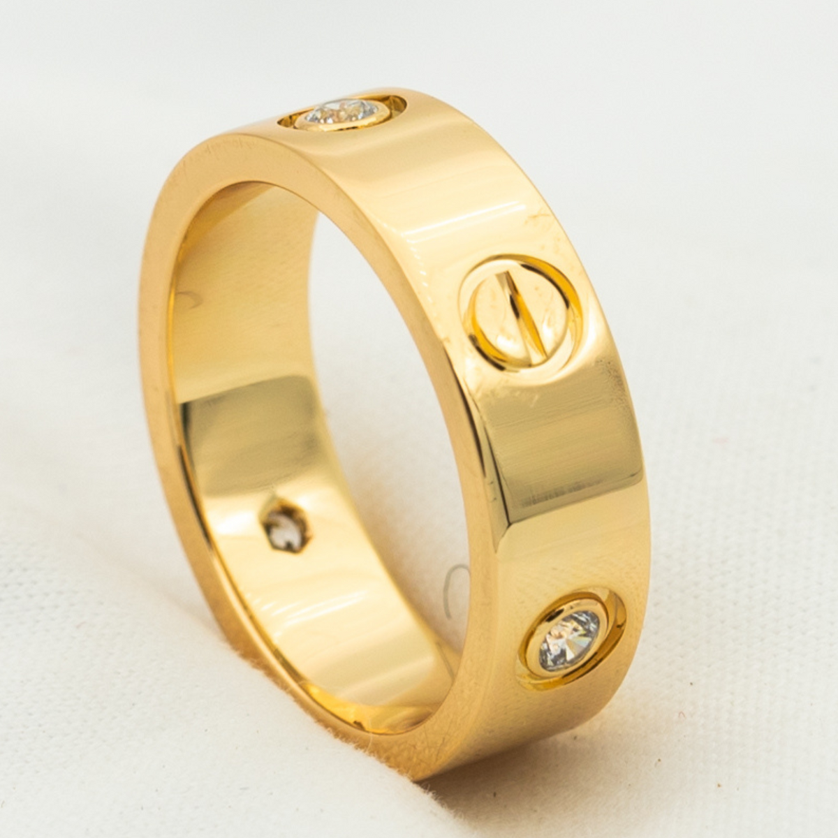 [Super CiCi ]LOVE RING 5.5MM 3 DIAMONDS PINK GOLD