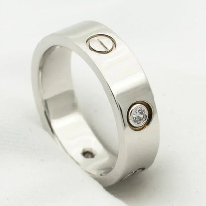 [Super CiCi ]LOVE RING 5.5MM 3 DIAMONDS SILVER