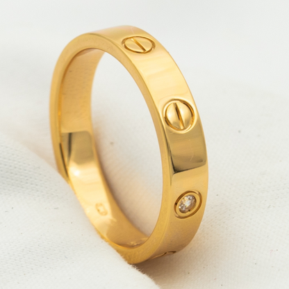 [Super CiCi ]LOVE RING 4MM 1 DIAMOND PINK GOLD
