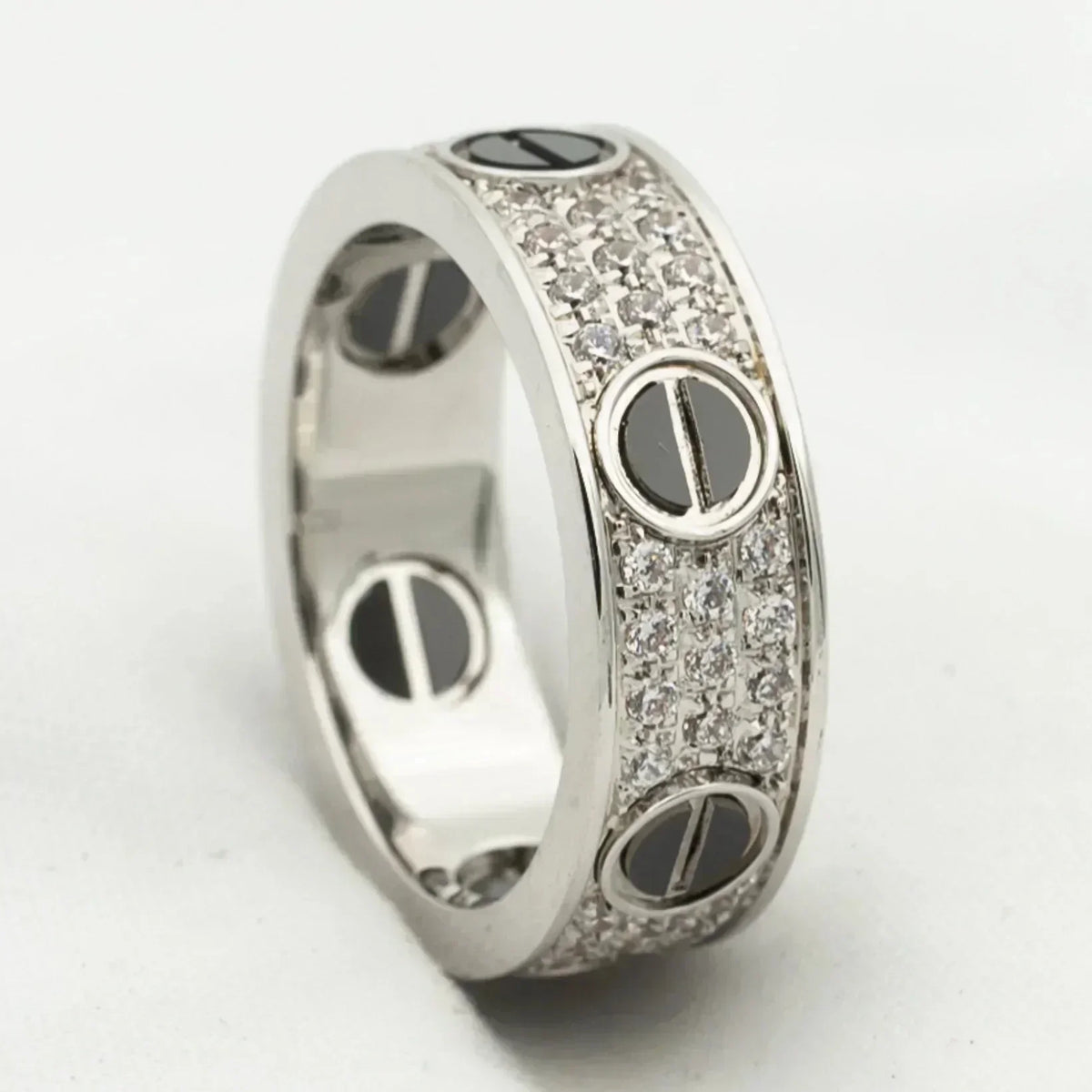 [Super CiCi ]LOVE RING 5.5MM DIAMONDS PAVED CERAMIC