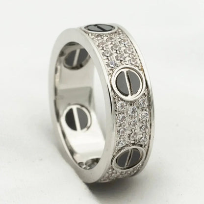 [Super CiCi ]LOVE RING 5.5MM DIAMONDS PAVED CERAMIC