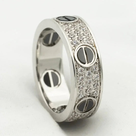 [Super CiCi ]LOVE RING 5.5MM DIAMONDS PAVED CERAMIC