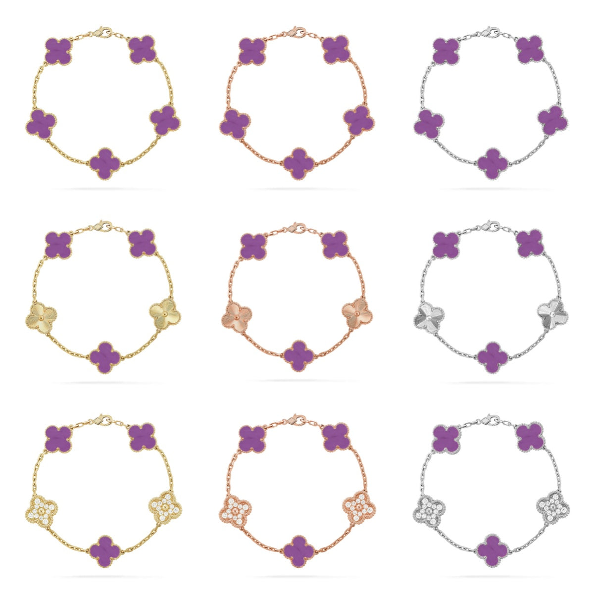 [Super CiCi ] CLOVER 5 MOTIF VIOLET BRACELET COLLECTION
