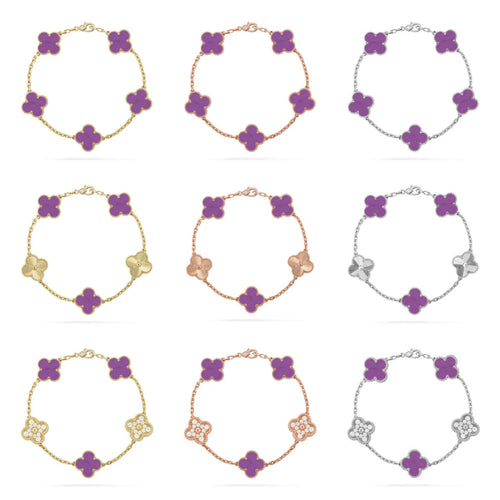 [Super CiCi ] CLOVER 5 MOTIF VIOLET BRACELET COLLECTION