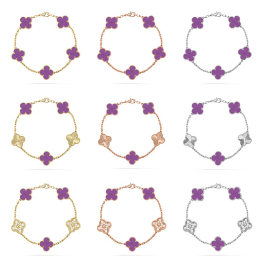 [Super CiCi ] CLOVER 5 MOTIF VIOLET BRACELET COLLECTION