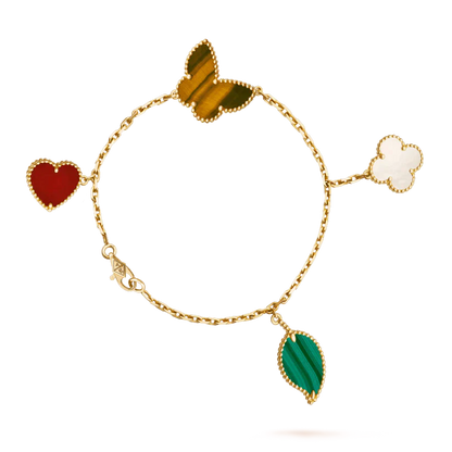 [Super CiCi ]LUCKY SPRING 5 MOTIF GOLD BRACELET