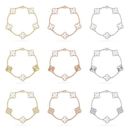 [Super CiCi ]CLOVER WHITE PEARL MOP 5 MOTIF BRACELET COLLECTION