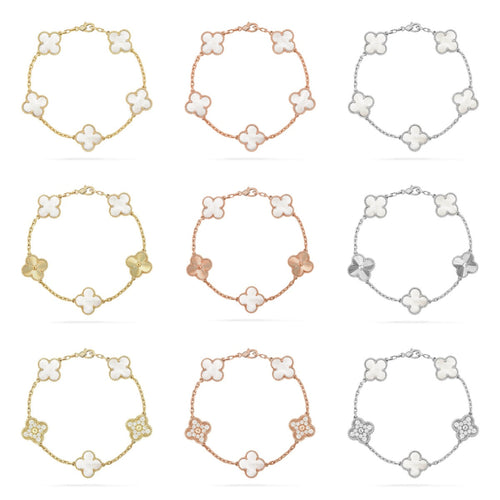 [Super CiCi ]CLOVER WHITE PEARL MOP 5 MOTIF BRACELET COLLECTION