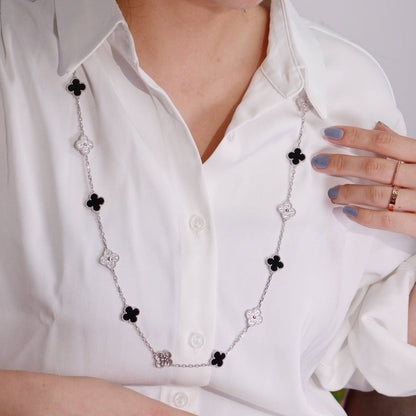 [Super CiCi ]CLOVER 20 MOTIFS ONYX DIAMOND SILVER