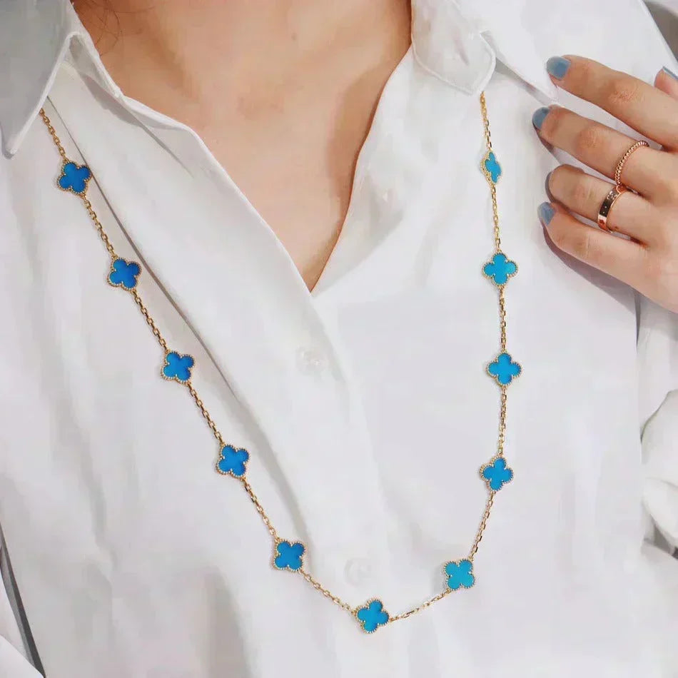 [Super CiCi ]CLOVER 20 MOTIFS BLUE AGATE GOLD