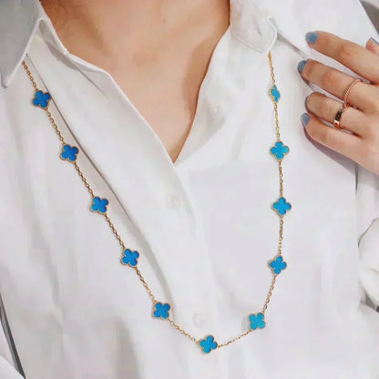 [Super CiCi ]CLOVER 20 MOTIFS BLUE AGATE GOLD