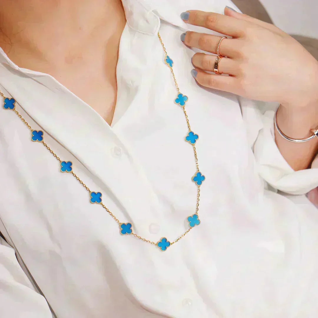 [Super CiCi ]CLOVER 20 MOTIFS BLUE AGATE GOLD