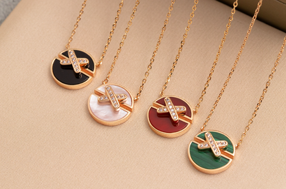 [Super CiCi ]JEUX DE PINK GOLD DIAMOND NECKLACE