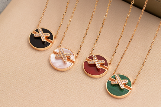 [Super CiCi ]JEUX DE PINK GOLD DIAMOND NECKLACE