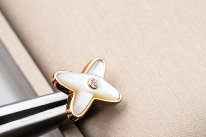 [Super CiCi ]JEUX DE WHITE MOP ROSE GOLD DIAMOND EARRINGS