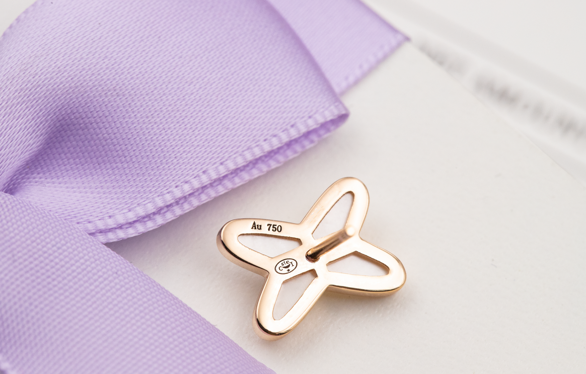 [Super CiCi ]JEUX DE WHITE MOP ROSE GOLD DIAMOND EARRINGS