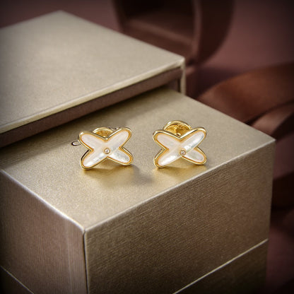 [Super CiCi ]JEUX DE WHITE MOP GOLD DIAMOND EARRINGS