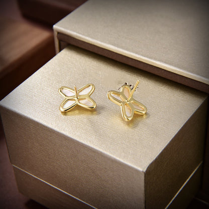 [Super CiCi ]JEUX DE WHITE MOP GOLD DIAMOND EARRINGS