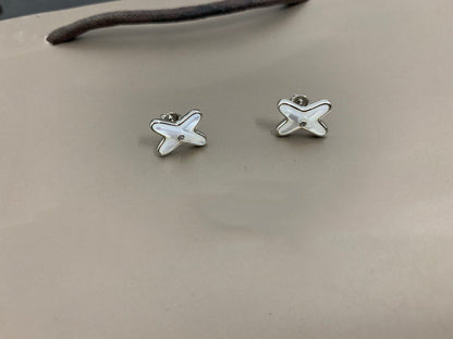 [Super CiCi ]JEUX DE WHITE MOP SILVER DIAMOND EARRINGS