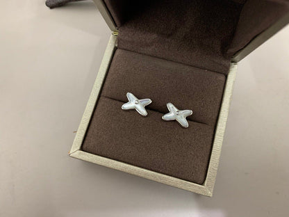 [Super CiCi ]JEUX DE WHITE MOP SILVER DIAMOND EARRINGS
