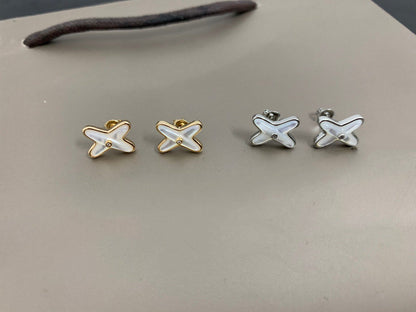 [Super CiCi ]JEUX DE WHITE MOP SILVER DIAMOND EARRINGS