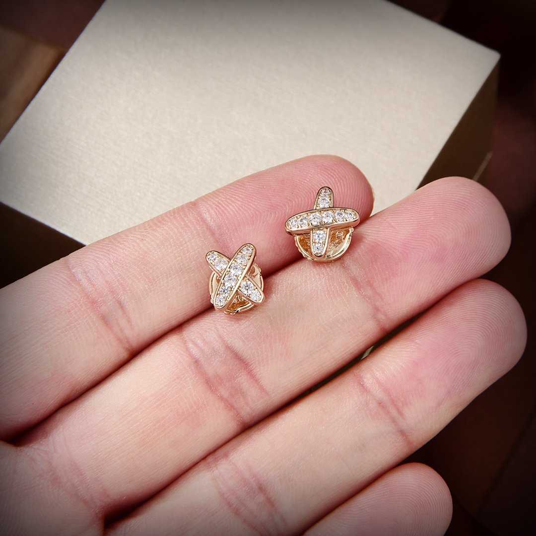 [Super CiCi ]JEUX DE GOLD DIAMOND EARRINGS