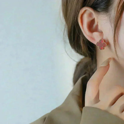 [Super CiCi ]CLOVER MEDIUM 1 MOTIFS CARNELIAN  EARRINGS