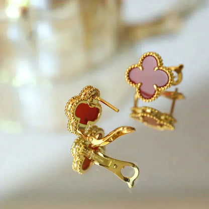 [Super CiCi ]CLOVER MEDIUM 1 MOTIFS CARNELIAN  EARRINGS