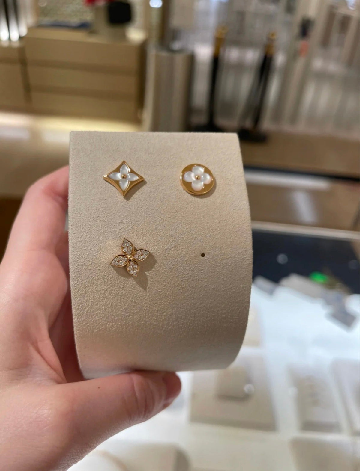 [Super CiCi ]STAR BLOSSOM STUD EARRINGS PINK GOLD DIAMONDS