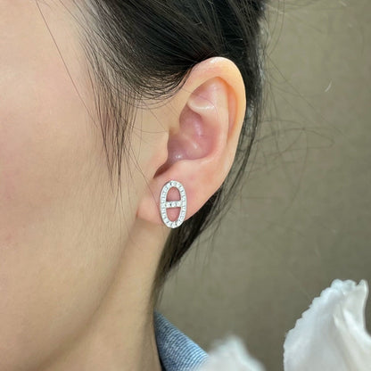[Super CiCi ]HM FULL DIAMOND PIG NOSE STUD EARRINGS