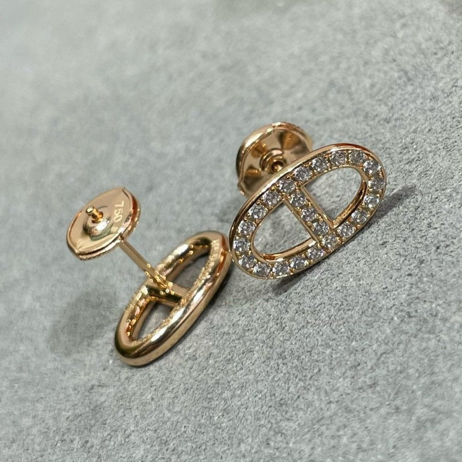 [Super CiCi ]HM FULL DIAMOND PIG NOSE STUD EARRINGS
