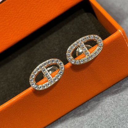 [Super CiCi ]HM FULL DIAMOND PIG NOSE STUD EARRINGS