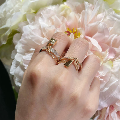 [Super CiCi ]HM KELLY CLOCHETTE DOUBLE RING IN  WITH DIAMONDS