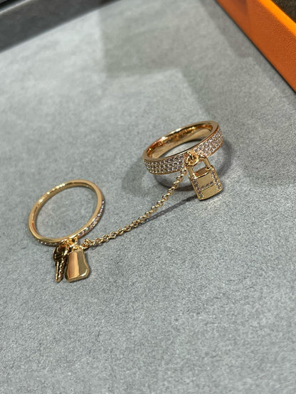 [Super CiCi ]HM KELLY CLOCHETTE DOUBLE RING IN  WITH DIAMONDS