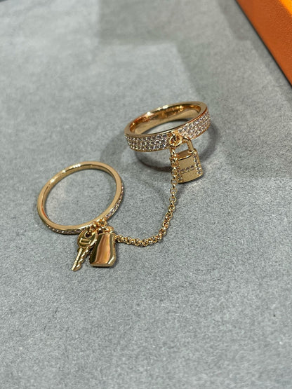 [Super CiCi ]HM KELLY CLOCHETTE DOUBLE RING IN  WITH DIAMONDS