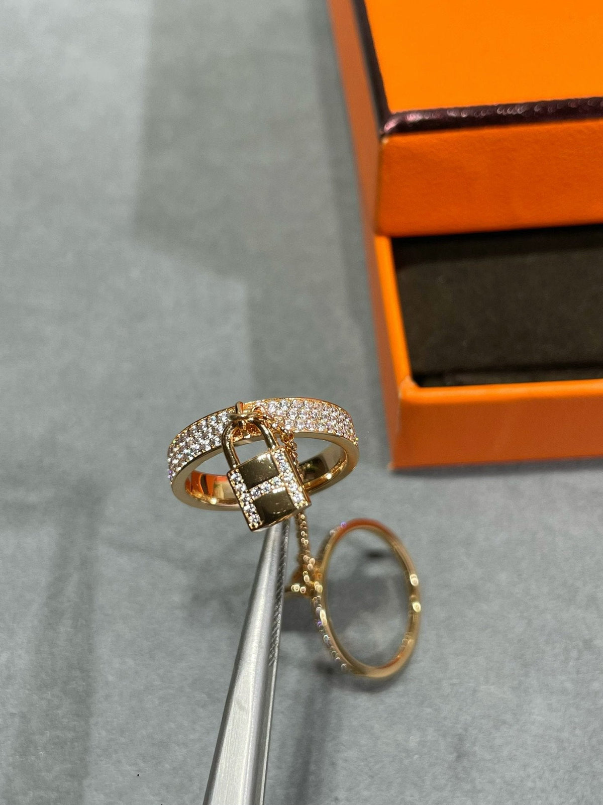 [Super CiCi ]HM KELLY CLOCHETTE DOUBLE RING IN  WITH DIAMONDS
