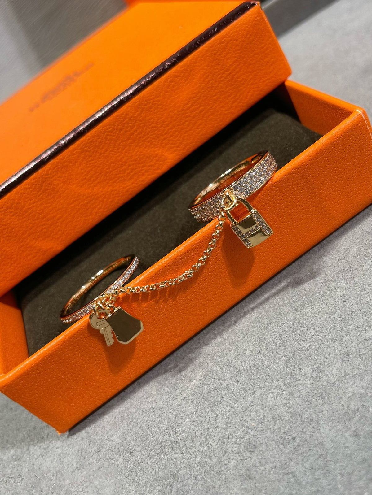 [Super CiCi ]HM KELLY CLOCHETTE DOUBLE RING IN  WITH DIAMONDS