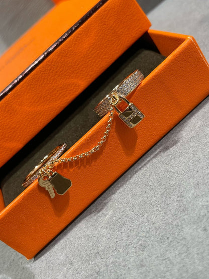 [Super CiCi ]HM KELLY CLOCHETTE DOUBLE RING IN  WITH DIAMONDS