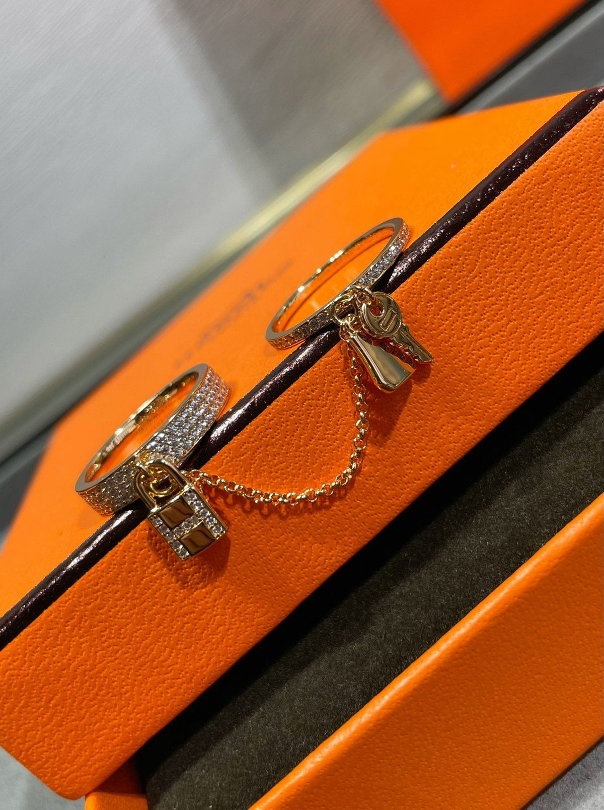 [Super CiCi ]HM KELLY CLOCHETTE DOUBLE RING IN  WITH DIAMONDS