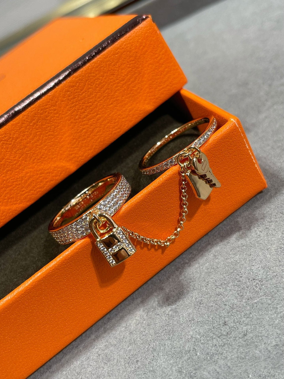[Super CiCi ]HM KELLY CLOCHETTE DOUBLE RING IN  WITH DIAMONDS