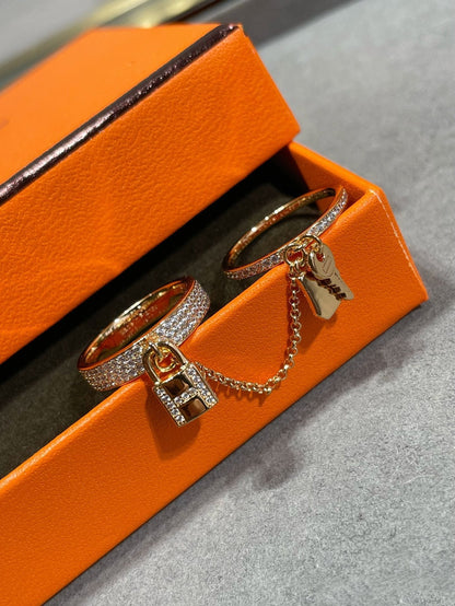 [Super CiCi ]HM KELLY CLOCHETTE DOUBLE RING IN  WITH DIAMONDS