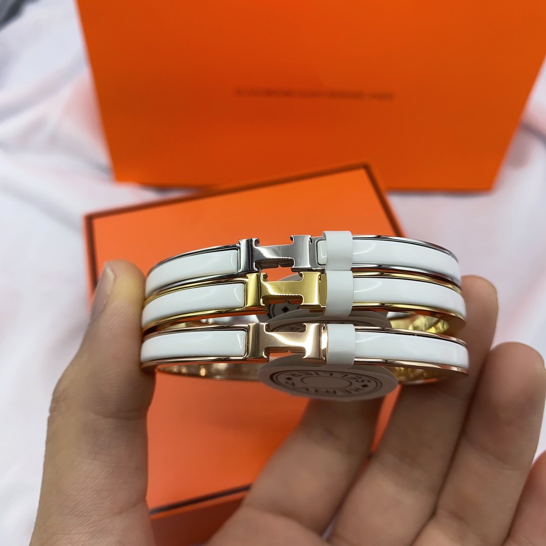 [Super CiCi ]CLASSIC HM CLIC WHITE 8MM ENAMEL BRACELET