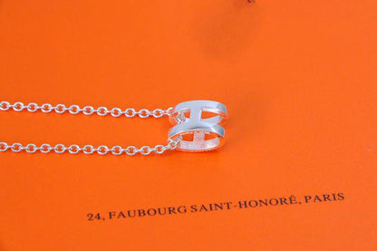 [Super CiCi ]HM NECKLACE H LETTER OVAL SERIES
