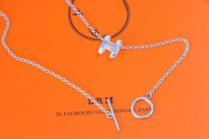 [Super CiCi ]HM NECKLACE H LETTER OVAL SERIES