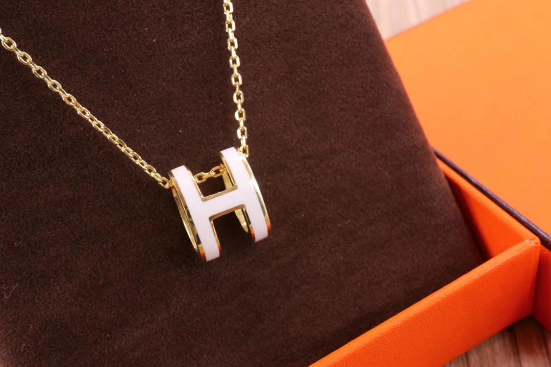 [Super CiCi ]HM CLIC YELLOW ENAMEL GOLD NECKLACE